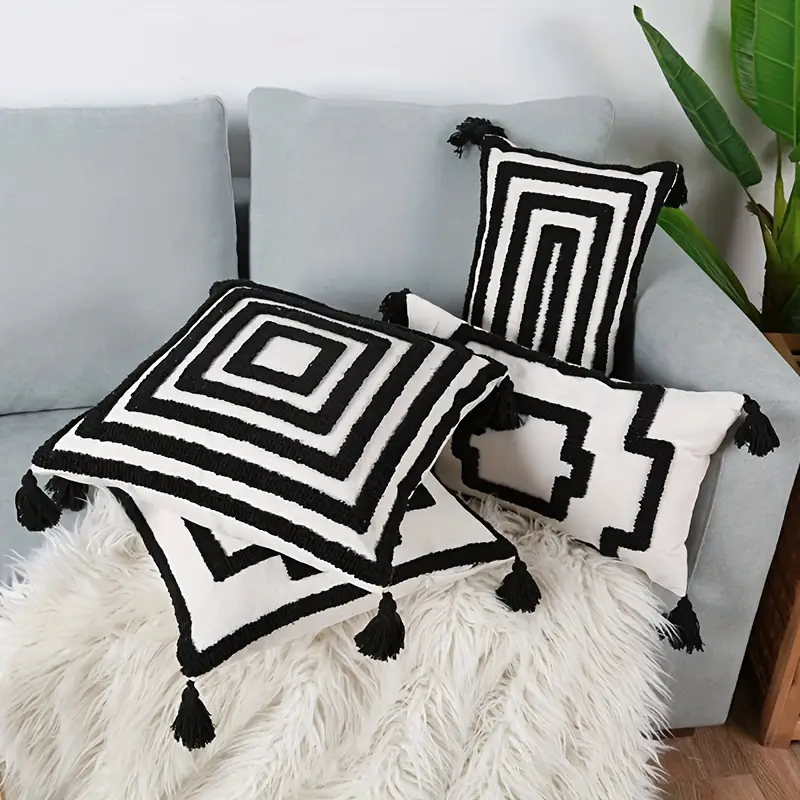 Cojín Rectangular (30x50cm) Blanco y Negro